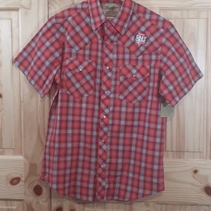 Wrangler Plaid Pearl Snap Short Sleeve Men's M/2XL